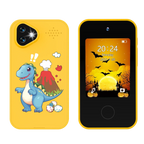 Kinder-smartphonespeelgoed met dubbele camera - 1080P HD-video & MP3-muziekspeler met spelletjes Dinosaurus Geel