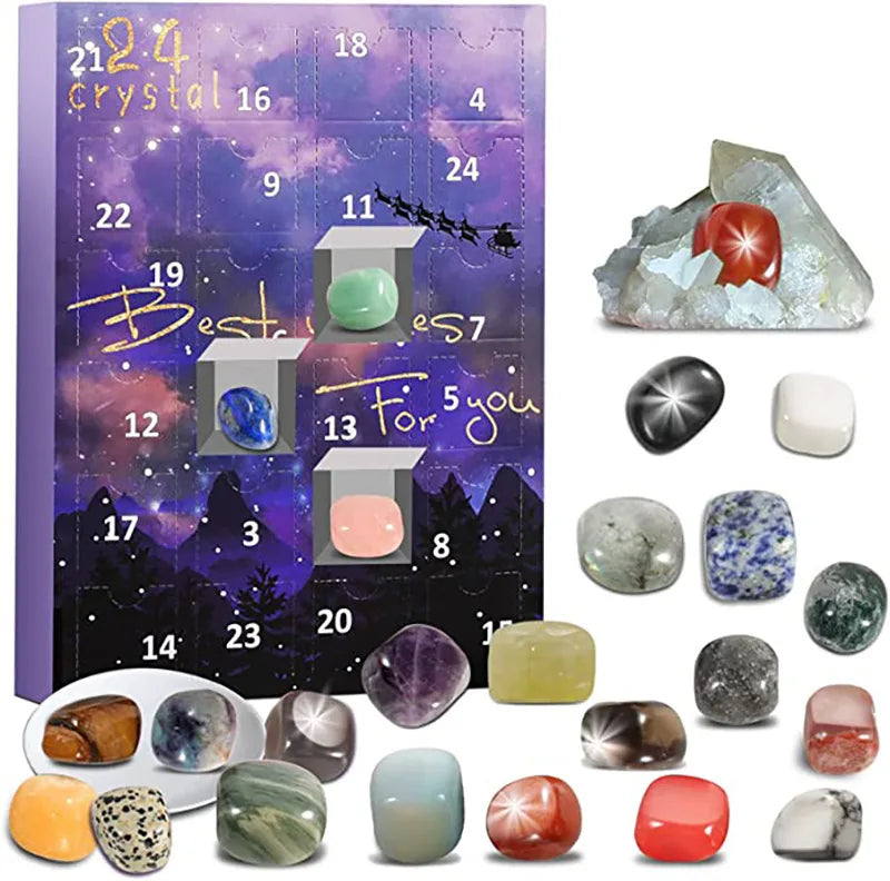 Edelstenen Adventskalender voor Kinderen – Kristallen Adventskalender met 24 Natuurlijke Edelstenen, Leerzaam Kerstcadeau – GemSpark