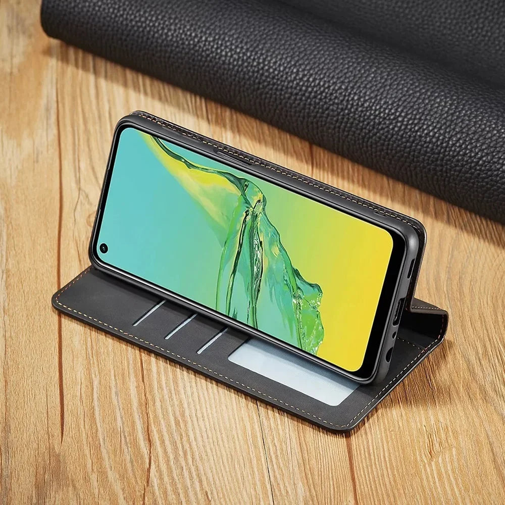 Magnetische Lederen Telefoonhoes voor Samsung – Stijlvolle Bescherming met Flip-Cover en Kaarthouder
