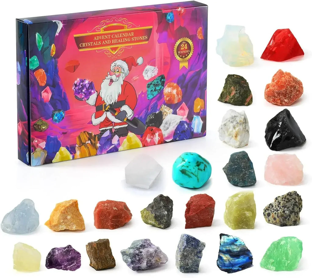 Edelstenen Adventskalender voor Kinderen – Kristallen Adventskalender met 24 Natuurlijke Edelstenen, Leerzaam Kerstcadeau – GemSpark