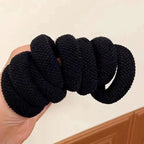 Amore | 5/10-Pak Sterk Elastische Verdikte Haarelastiekjes - Zachte, Kreukvrije Katoenen Paardenstaarthouders & Veelzijdige Haarelastiekjes (Gemengde Kleuren) 10 Stuks - Zwart