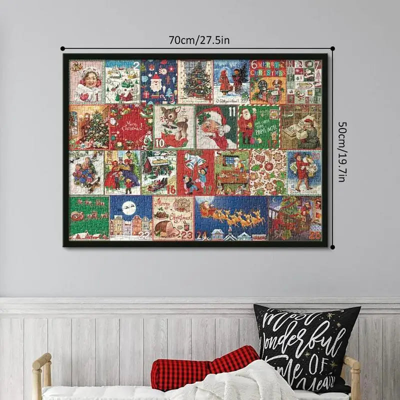 Puzzel Adventskalender 1000 Stukjes – Kerstpuzzel in 24 Dagen, Elke Dag Nieuwe Puzzelstukjes, Cadeau voor Volwassenen & Gezin