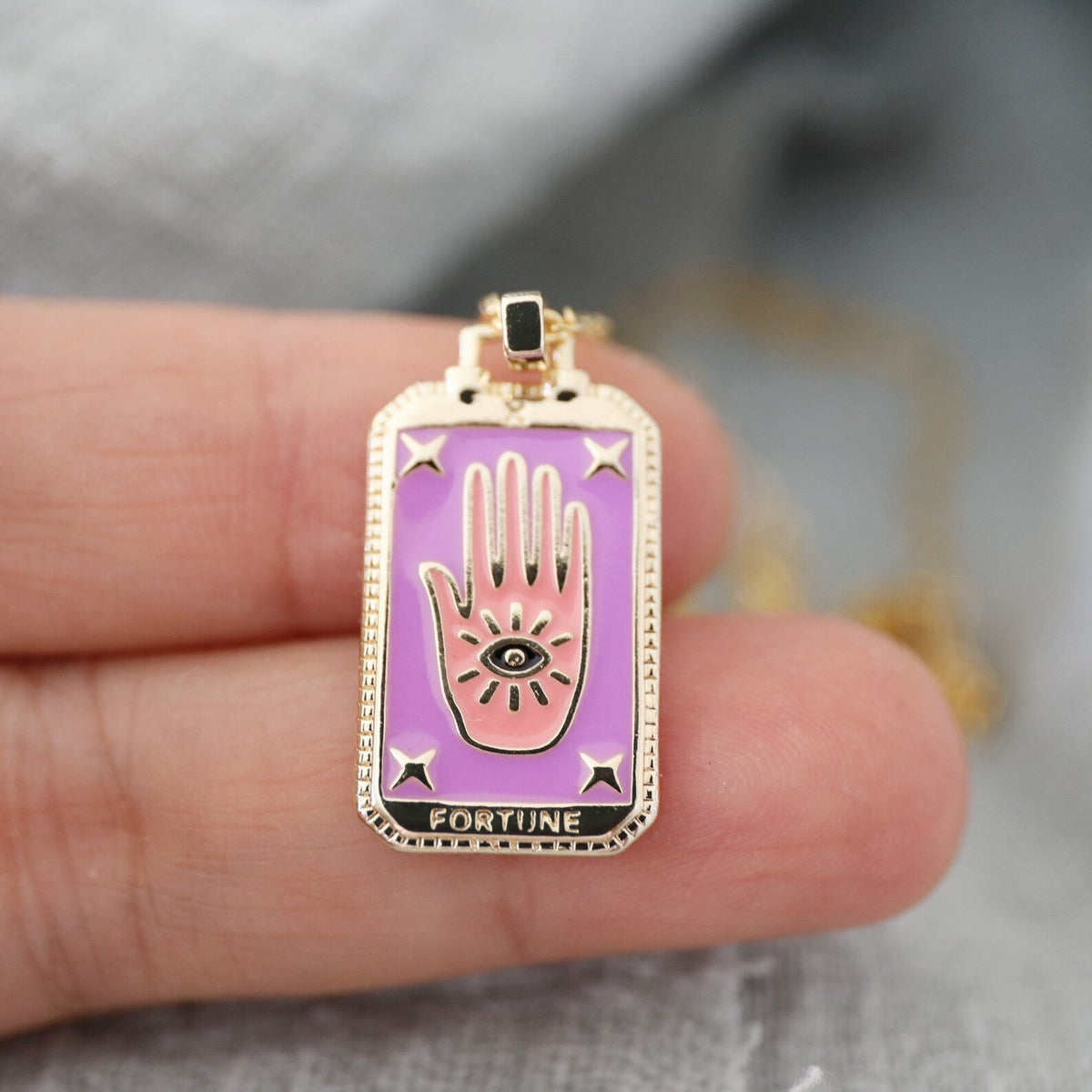 Tarotkaarten Ketting – Tarot Hanger Ketting van Roestvrij Staal, Zon, Maan, Ster & Wereld, Elk met Eigen Betekenis – Amore