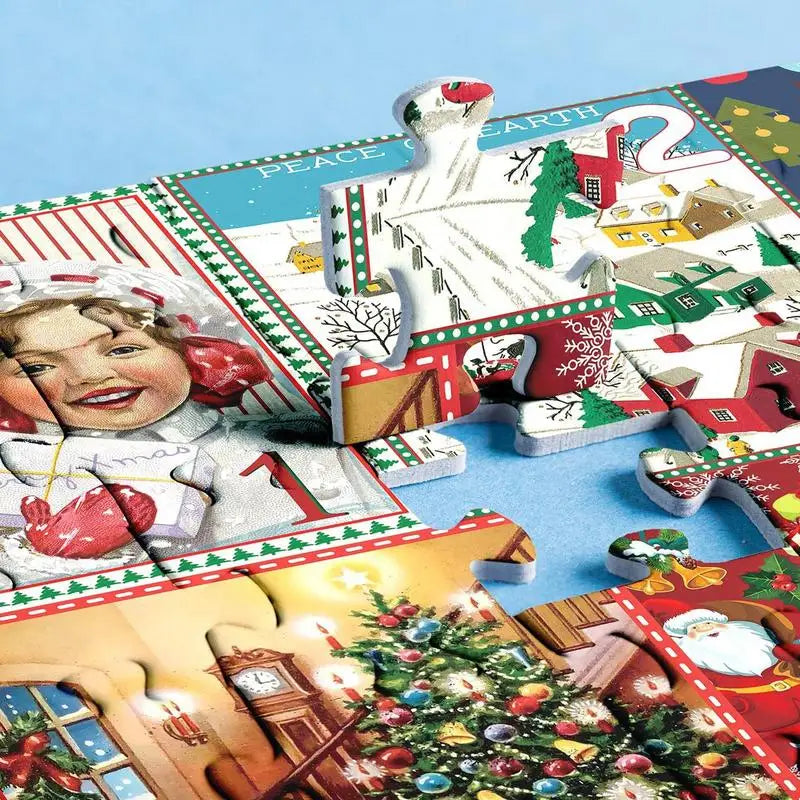 Puzzel Adventskalender 1000 Stukjes – Kerstpuzzel in 24 Dagen, Elke Dag Nieuwe Puzzelstukjes, Cadeau voor Volwassenen & Gezin