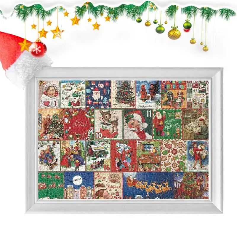 Puzzel Adventskalender 1000 Stukjes – Kerstpuzzel in 24 Dagen, Elke Dag Nieuwe Puzzelstukjes, Cadeau voor Volwassenen & Gezin