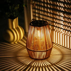 Solarlantaarn in Rotanlook – Solar Tuinlantaarn met LED & Schemersensor, Waterdicht IP65, 21 cm