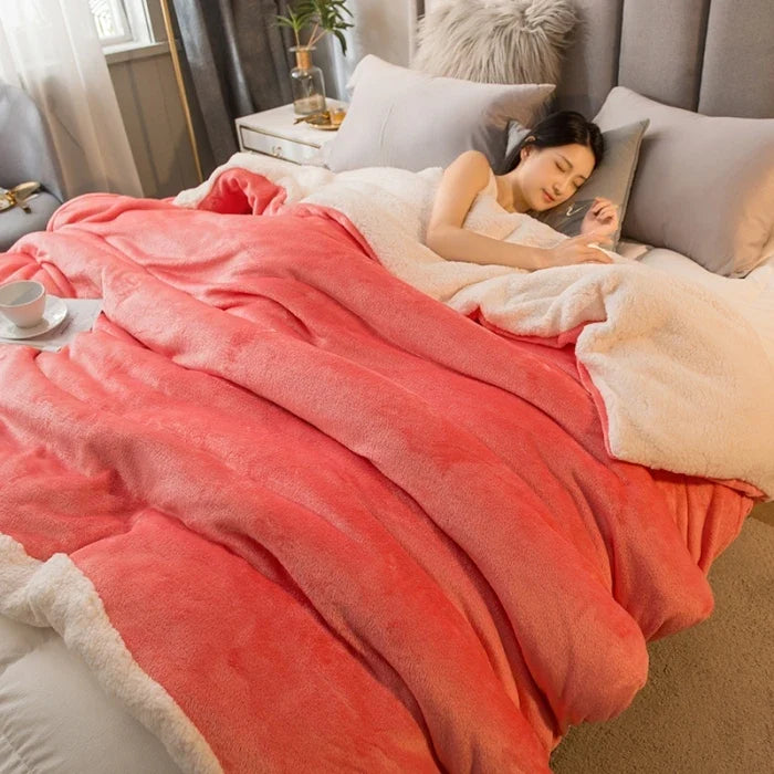 Dubbelzijdige Flanel & Fleece Plaid – Zachte Warme Deken voor Bed en Bank, 12 Kleuren, 5 Maten Zonsondergang