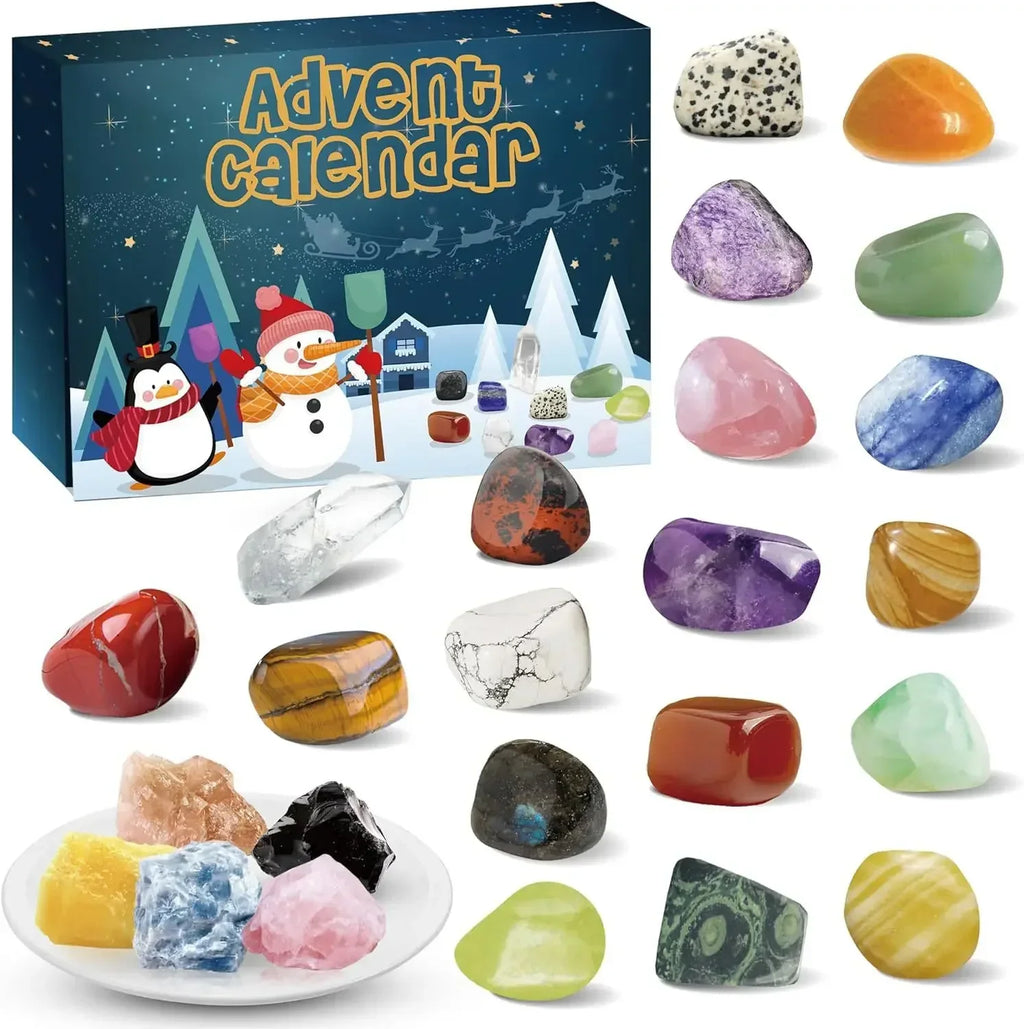 Edelstenen Adventskalender voor Kinderen – Kristallen Adventskalender met 24 Natuurlijke Edelstenen, Leerzaam Kerstcadeau – GemSpark