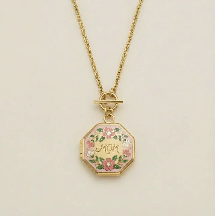 Bersh | Moederdag MAMA Ketting Cadeau - Onregelmatige Ronde Beschermhanger van Waterdicht Roestvrij Staal, Fijn Mama-Sieraad Cadeau voor Vrouwen Mom - Variant 3