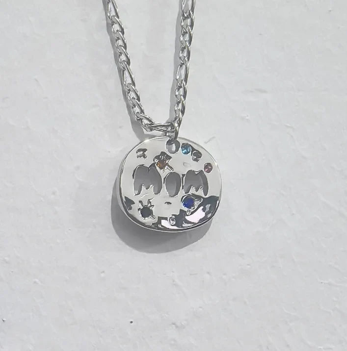 Bersh | Moederdag MAMA Ketting Cadeau - Onregelmatige Ronde Beschermhanger van Waterdicht Roestvrij Staal, Fijn Mama-Sieraad Cadeau voor Vrouwen Mom - Variant 2