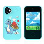 Kinder-smartphonespeelgoed met dubbele camera - 1080P HD-video & MP3-muziekspeler met spelletjes Dinosaurus Blauw