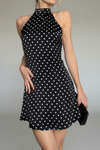 Ivy | Mini Jurk Dames - Stippenprint Halter Backless
