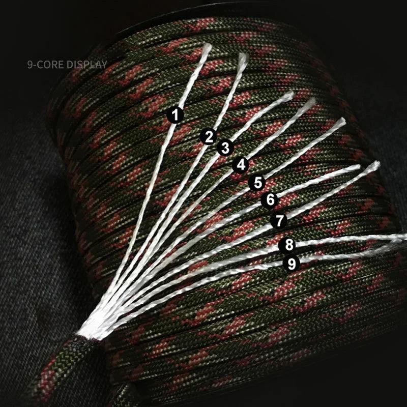 100m Norvo Survival Paracord – 9-Kern Militaire 550 Paracord Touw voor Outdoor & Handwerk