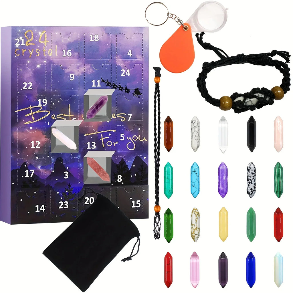 Edelstenen Adventskalender voor Kinderen – Kristallen Adventskalender met 24 Natuurlijke Edelstenen, Leerzaam Kerstcadeau – GemSpark