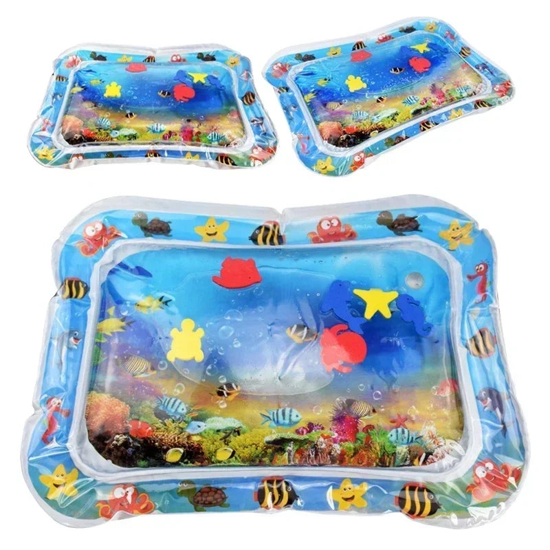 Opblaasbare Baby Buikligging-Watermat - Sensorische Speelmat & Educatief Tummy Time Speelgoed met Drijvende Zeediertjes voor Baby's