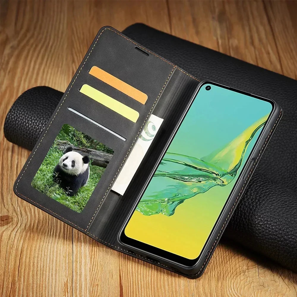 Magnetische Lederen Telefoonhoes voor Samsung – Stijlvolle Bescherming met Flip-Cover en Kaarthouder