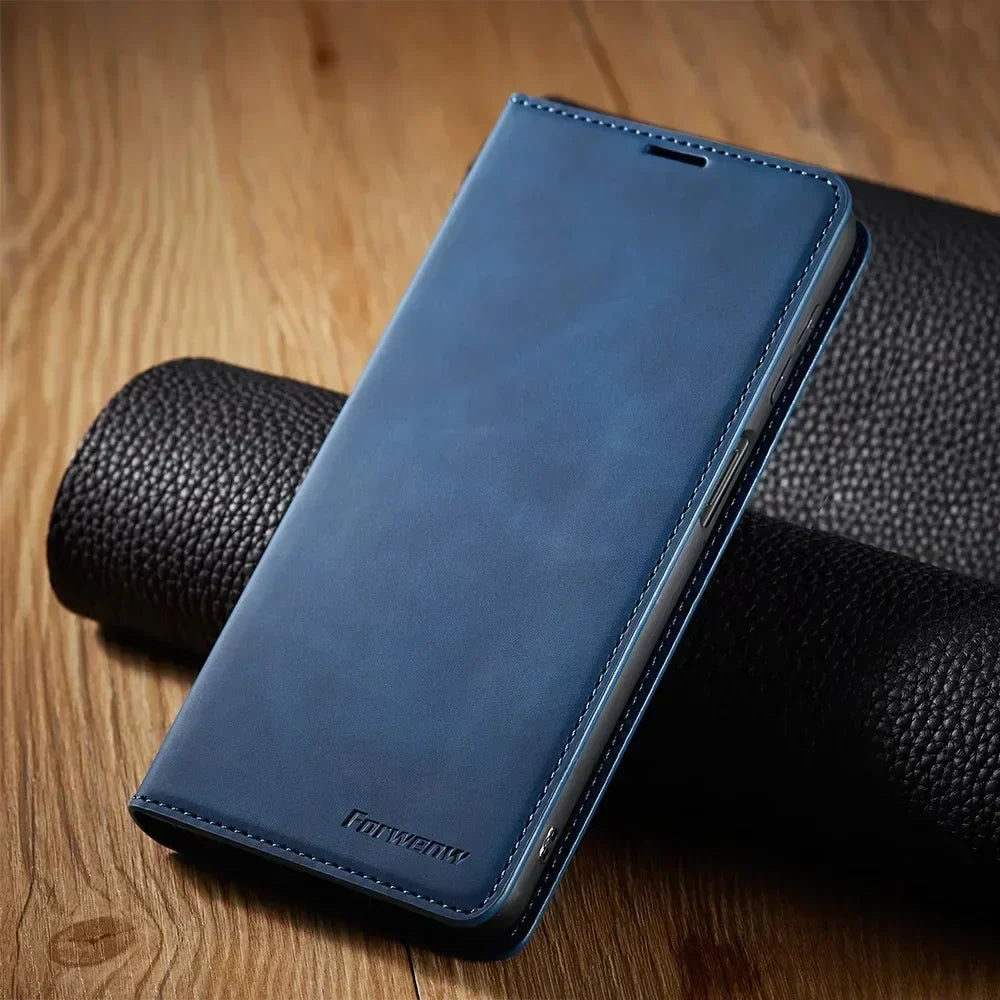 Magnetische Lederen Telefoonhoes voor Samsung – Stijlvolle Bescherming met Flip-Cover en Kaarthouder