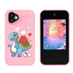Kinder-smartphonespeelgoed met dubbele camera - 1080P HD-video & MP3-muziekspeler met spelletjes Dinosaurus Roze