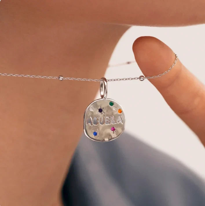 Bersh | Moederdag MAMA Ketting Cadeau - Onregelmatige Ronde Beschermhanger van Waterdicht Roestvrij Staal, Fijn Mama-Sieraad Cadeau voor Vrouwen Abuela - Variant 2
