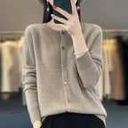 Solis | Dames Gebreid Vest met Knoopsluiting - Klassieke Cardigan met V-Hals en Knopen - Warme Pullover Jas