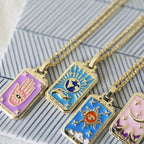 Tarotkaarten Ketting – Tarot Hanger Ketting van Roestvrij Staal, Zon, Maan, Ster & Wereld, Elk met Eigen Betekenis – Amore