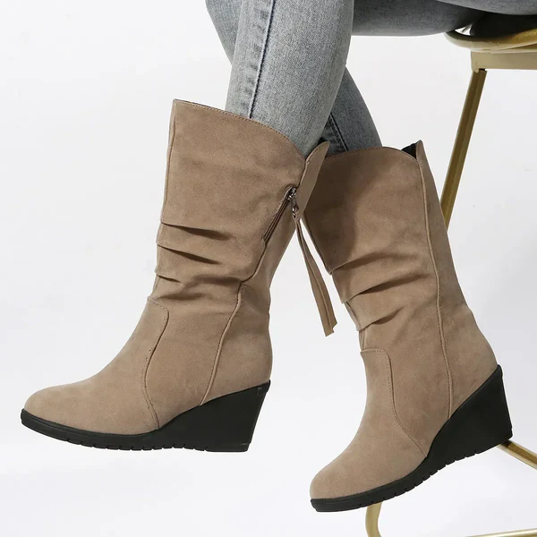 Laarzen Dames Slanke Hak Comfortabel Kaki
