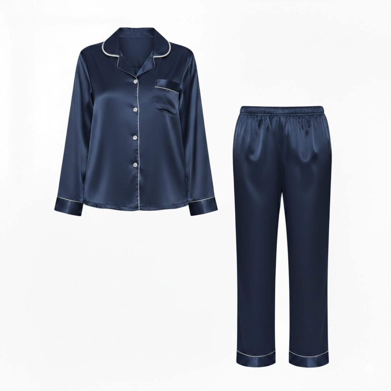 Zariyah | Pyjamaset Dames - Satijn Marineblauw