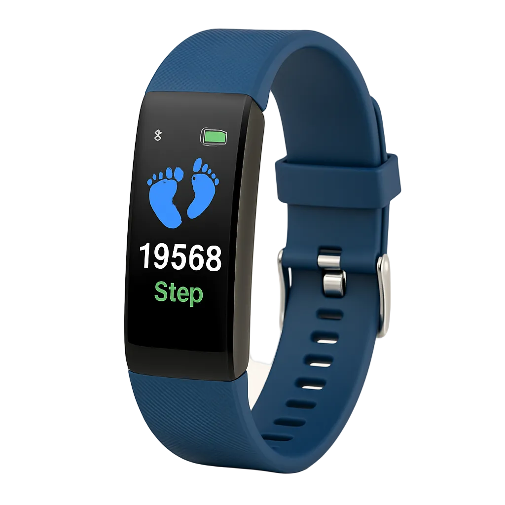 Smartwatch voor Senioren met Hartslagmeter en Stappenteller | Waterafstotend | Oplaadbaar via USB Blauw
