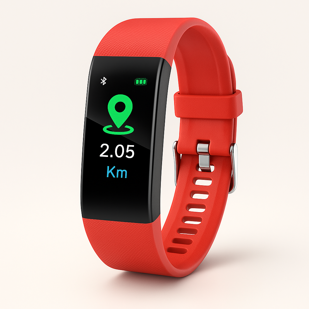 Smartwatch voor Senioren met Hartslagmeter en Stappenteller | Waterafstotend | Oplaadbaar via USB Rood