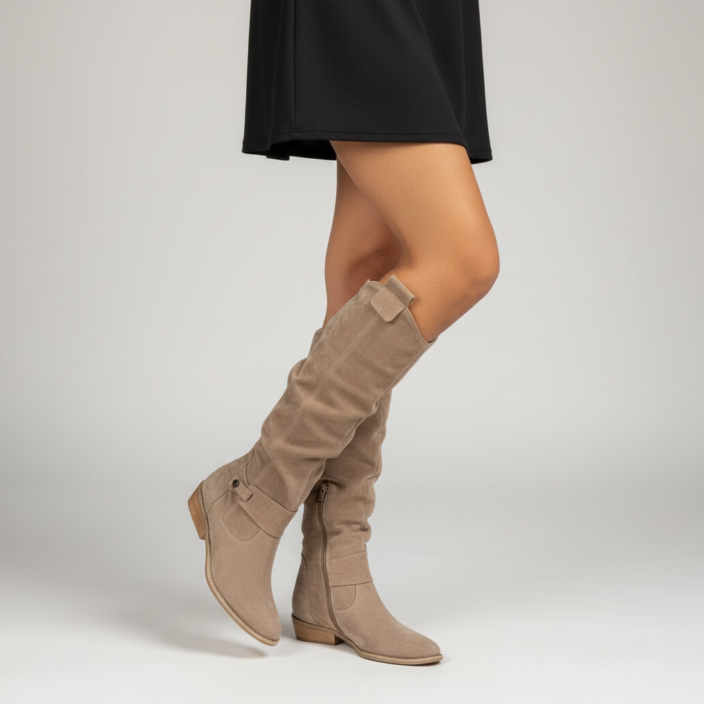 Laarzen Dames Zacht Kniehoog Beige