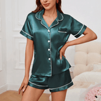 Lysandra | Pyjamaset Dames - Satijn Donkergroen