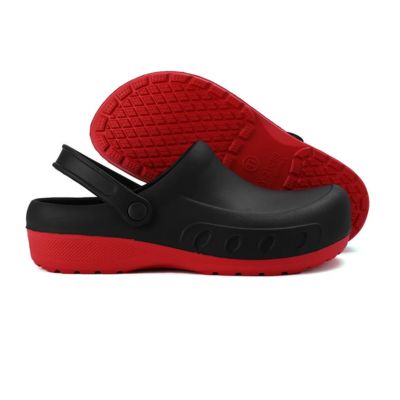 Antislip Professionele Chefkoksschoenen – Keukenschoenen voor Heren & Dames, Waterdicht, Voetboogondersteuning – GripChef Rood Zwart