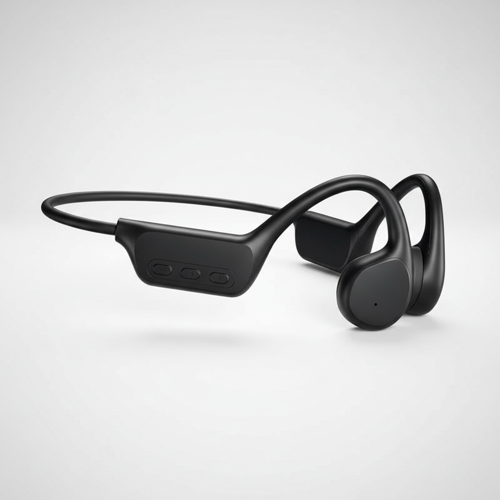 Open Koptelefoon – Botgeleiding Koptelefoon met MP3 & 32GB, IPX8 Waterdicht voor Zwemmen & Hardlopen – Soundwave Zwart