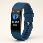 Smartwatch met gezondheidsmonitoring voor senioren. Batterijduur. Blauw