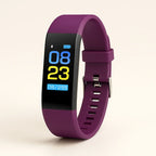 Smartwatch met gezondheidsmonitoring voor senioren. Batterijduur. Paars