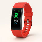 Smartwatch met gezondheidsmonitoring voor senioren. Batterijduur. Rood