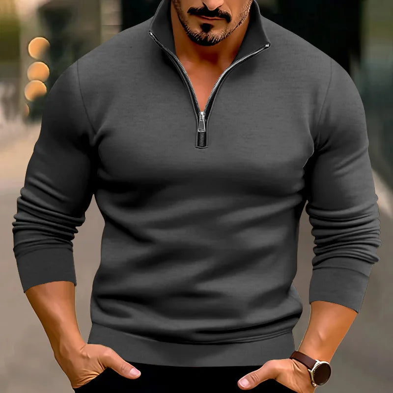Trui Heren Ritsdetail Comfortabel Casual Design