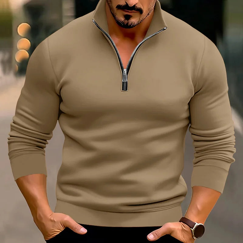 Trui Heren Ritsdetail Comfortabel Casual Design