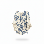 Tina | Dames Blouse - Elegante Stijl met V-Hals en Ruches Wit Blauw