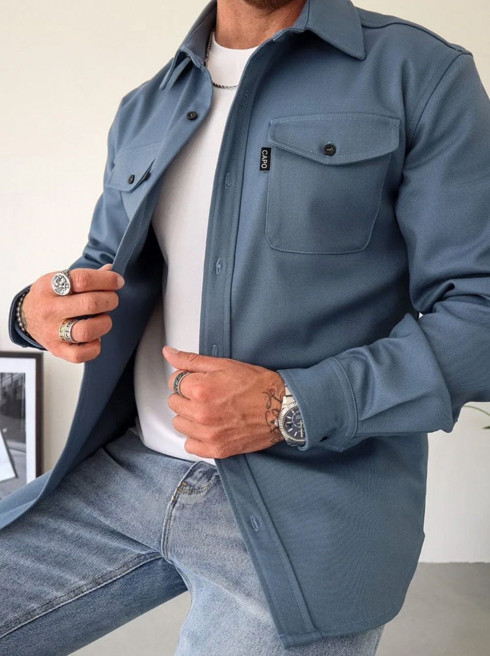 Nisyros | Stijlvol Heren Overshirt met Praktische Borstzakken - Casual Overhemdjack en Stevig Shacket met Knoopsluiting
