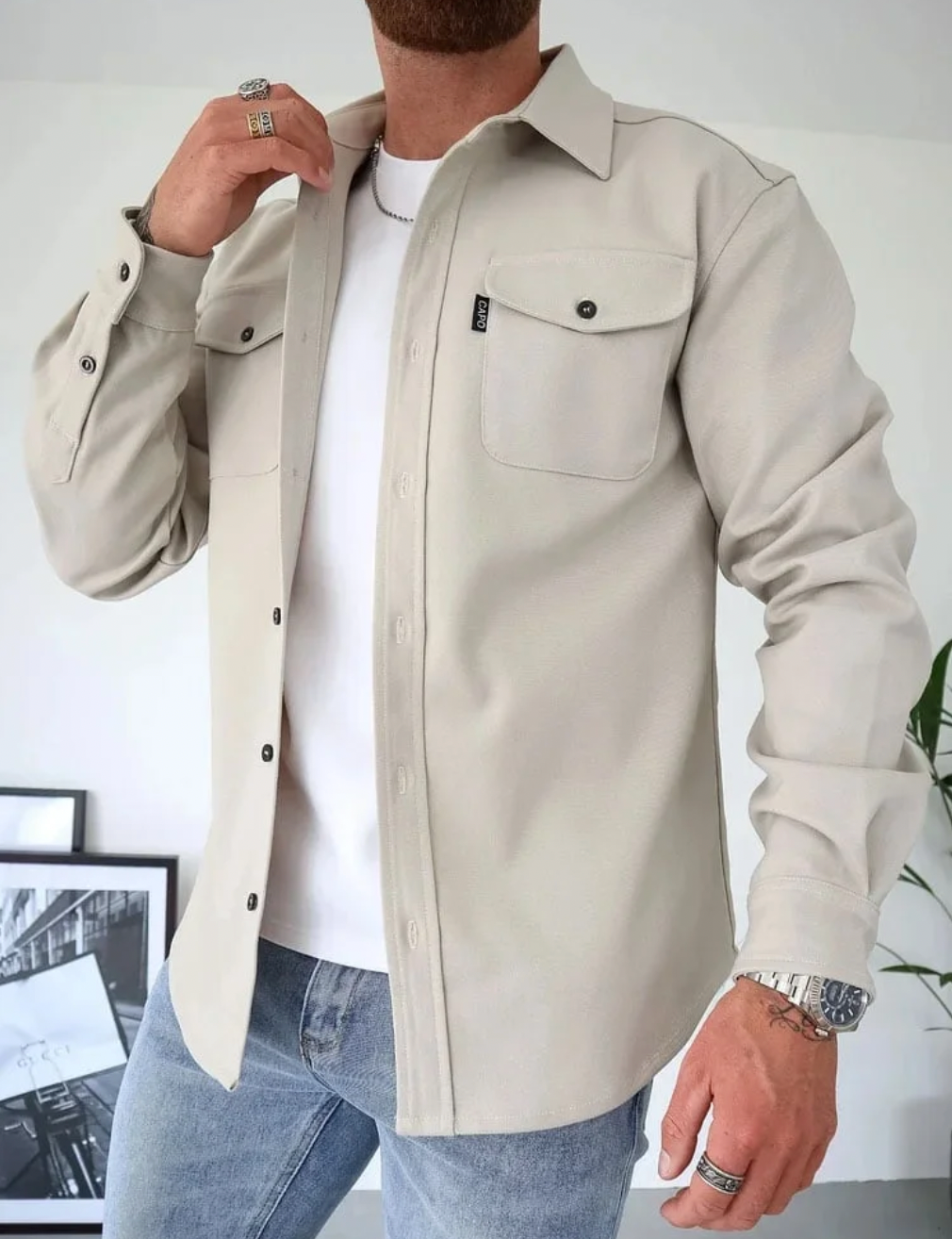 Nisyros | Stijlvol Heren Overshirt met Praktische Borstzakken - Casual Overhemdjack en Stevig Shacket met Knoopsluiting