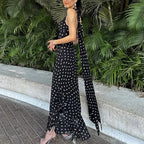 Chloe | Maxi Jurk Dames - Polka Dots Halter Ruches