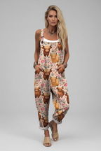 Sasha | Jumpsuit Dames - Vintage Bijenprint Casual