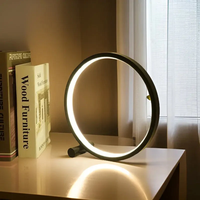 Dimbaar LED Nachtlampje – Ronde Design Tafellamp, Minimalistische Nachtkastlamp in Zwart of Wit – LumaCircle