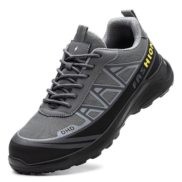 Brede Veiligheidsschoenen voor Heren – S3 Werkschoenen met Extra Brede Stalen Neus, Waterafstotend, Antislip – MaxGuard S3 Grijs zwart