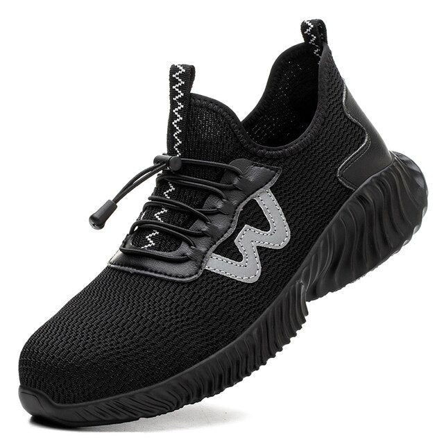 Brede Veiligheidsschoenen voor Heren – S3 Werkschoenen met Extra Brede Stalen Neus, Waterafstotend, Antislip – MaxGuard S3 Zwart