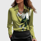 Vera | Dames Blouse - Zachte Glans, Elegante Stijl Groen