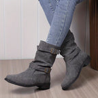 Enkellaarsjes Dames Vintage Western Grijs