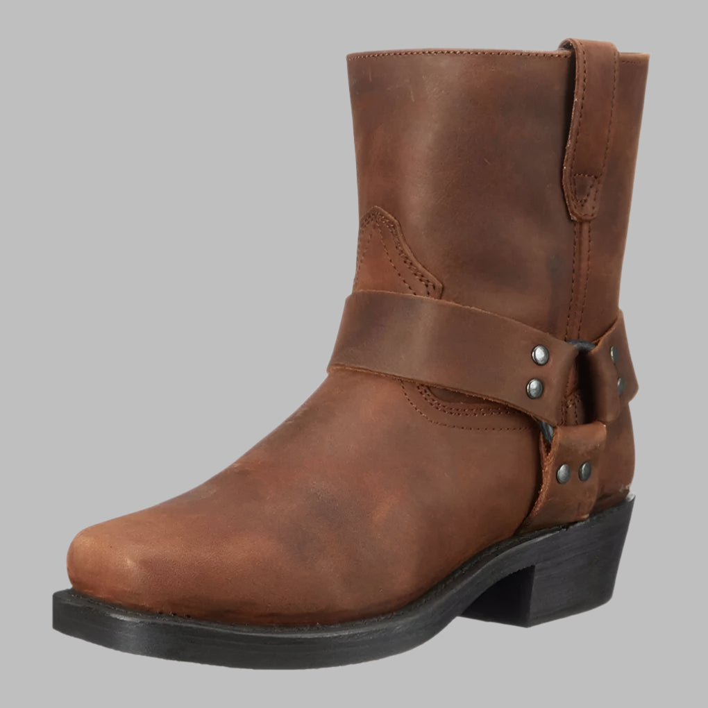 Westernlaarzen Dames Vintage Gesp Enkelhoog Bruin