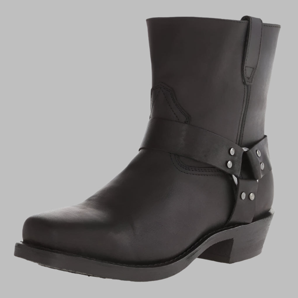 Westernlaarzen Dames Vintage Gesp Enkelhoog Zwart